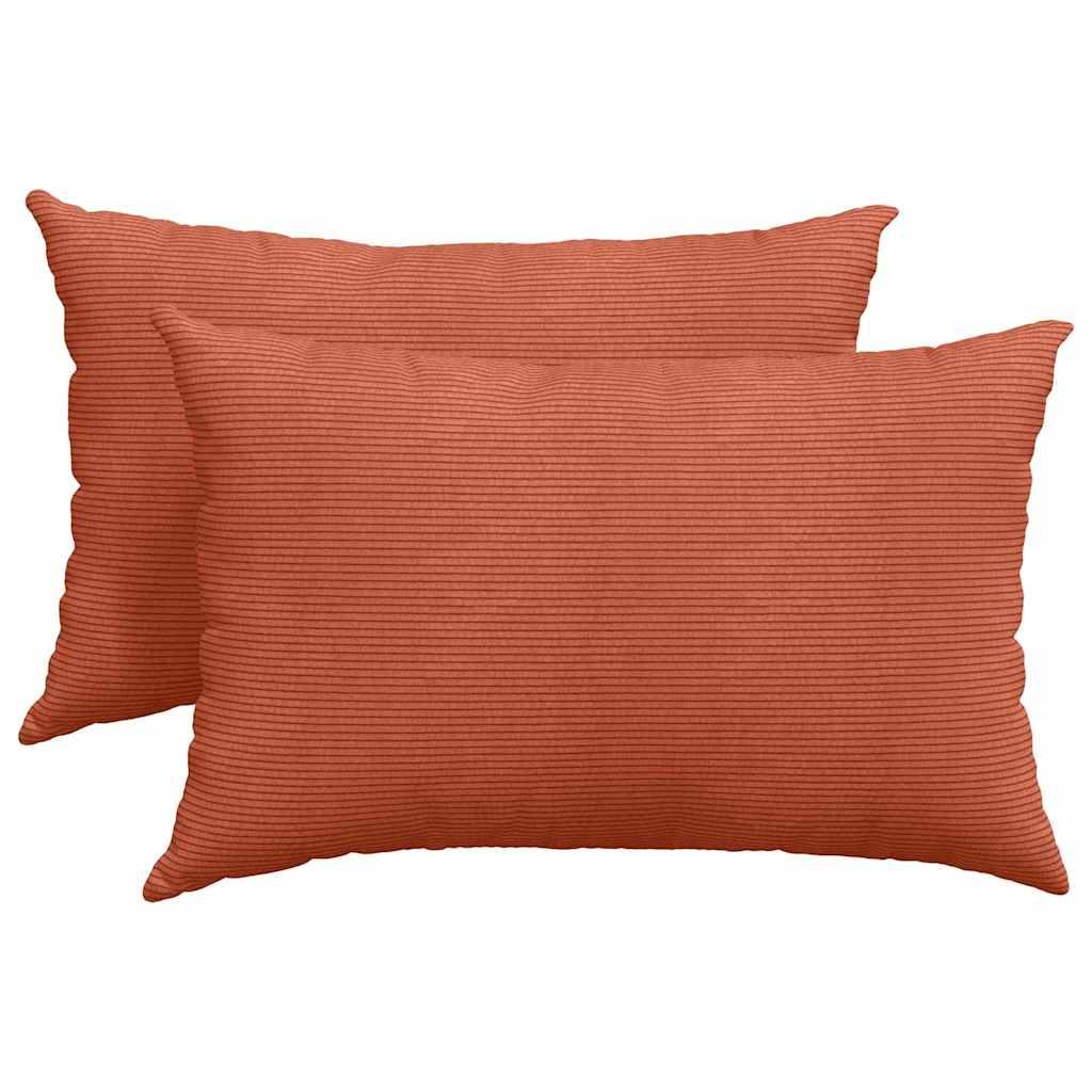 Sofakissen 2 Stück Rot-Orange 60 x 40 cm Cordstoff