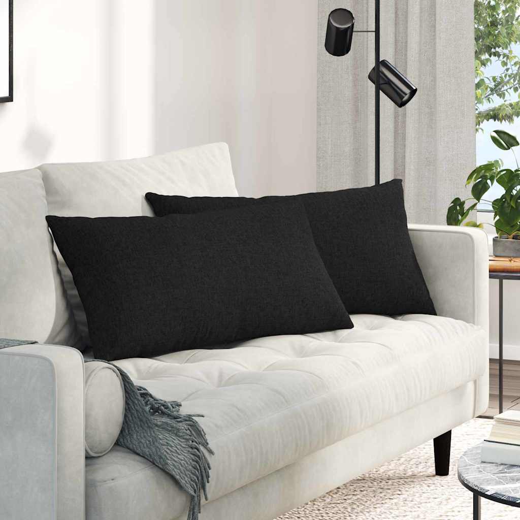 Sofakissen 2 pcs Schwarz 80 x 40 cm Stoff