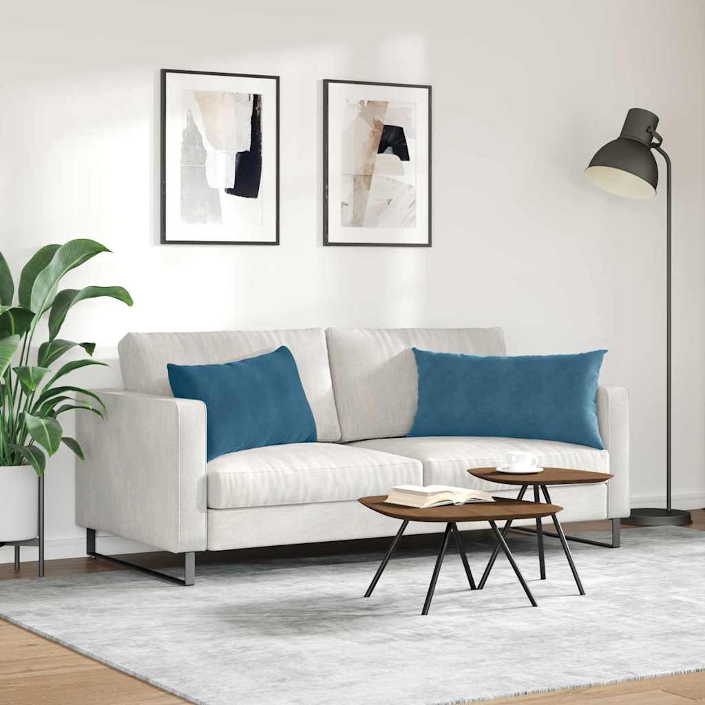 Sofakissen 2 Stück Blau 80 x 40 cm Cordstoff