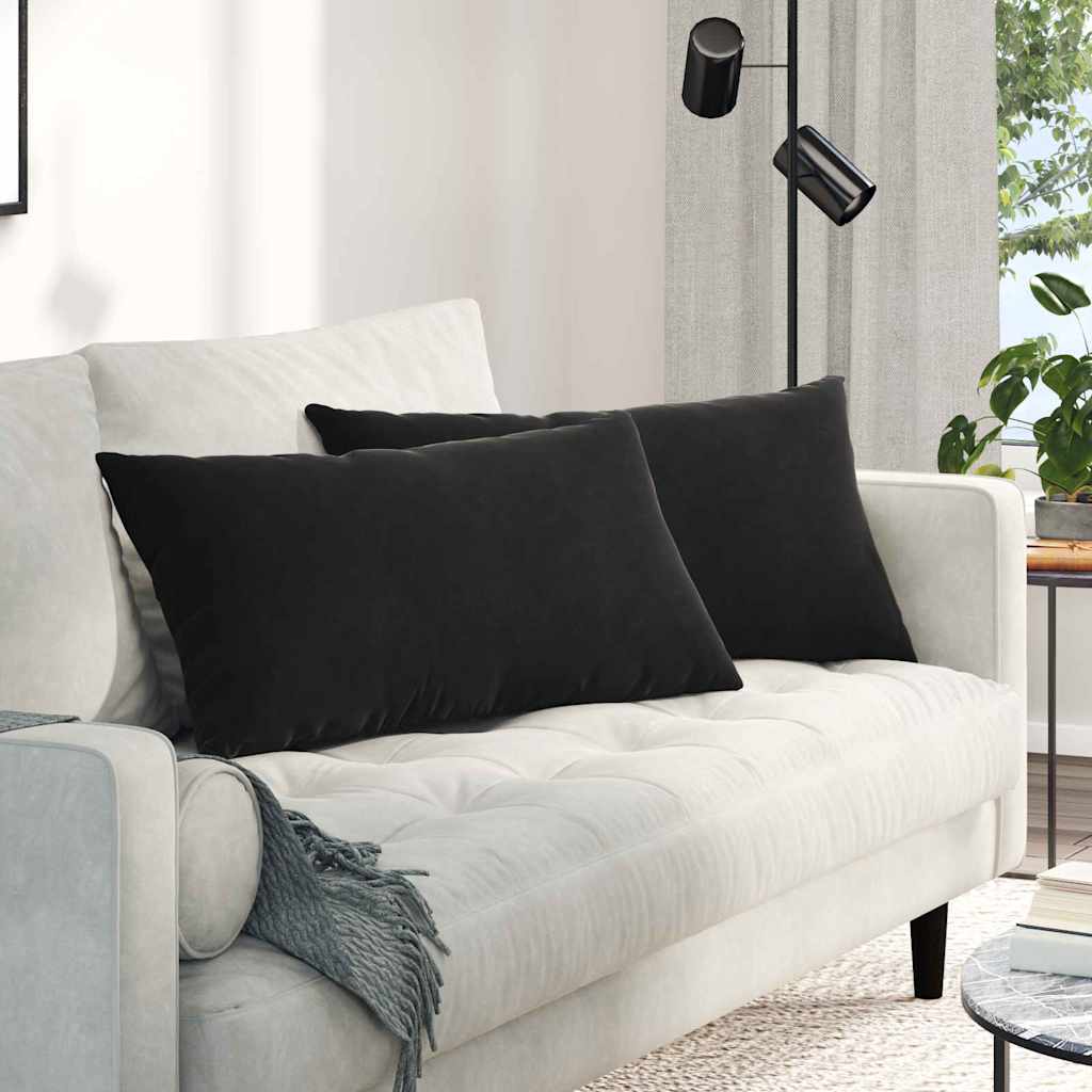 Sofakissen 2 Stück Schwarz 80 x 40 cm Cordstoff