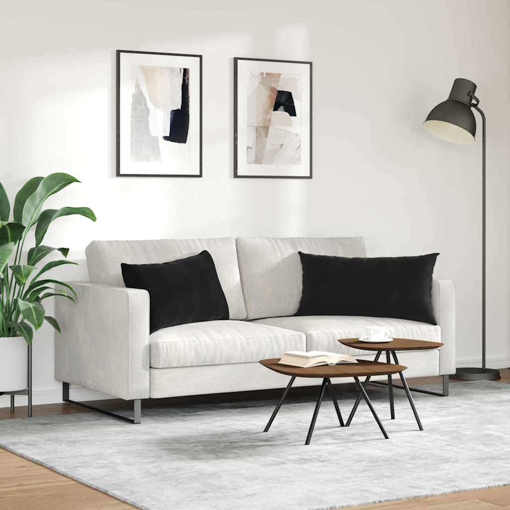 Sofakissen 2 Stück Schwarz 80 x 40 cm Cordstoff