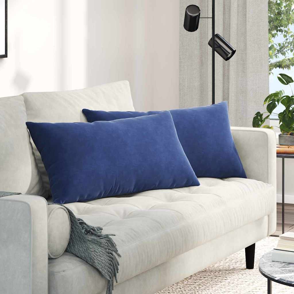 Sofakissen 2 Stück Polizeiblau 80 x 40 cm Cordstoff