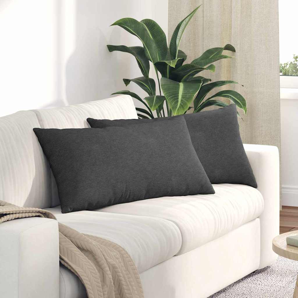 Sofakissen 2 Stück Dunkelgrau 80 x 40 cm Cordstoff