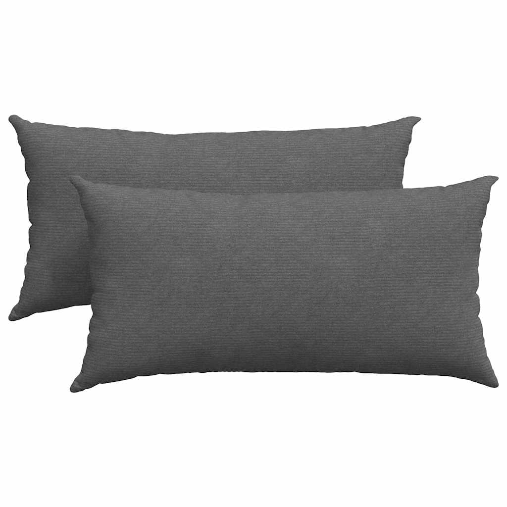 Sofakissen 2 Stück Dunkelgrau 80 x 40 cm Cordstoff