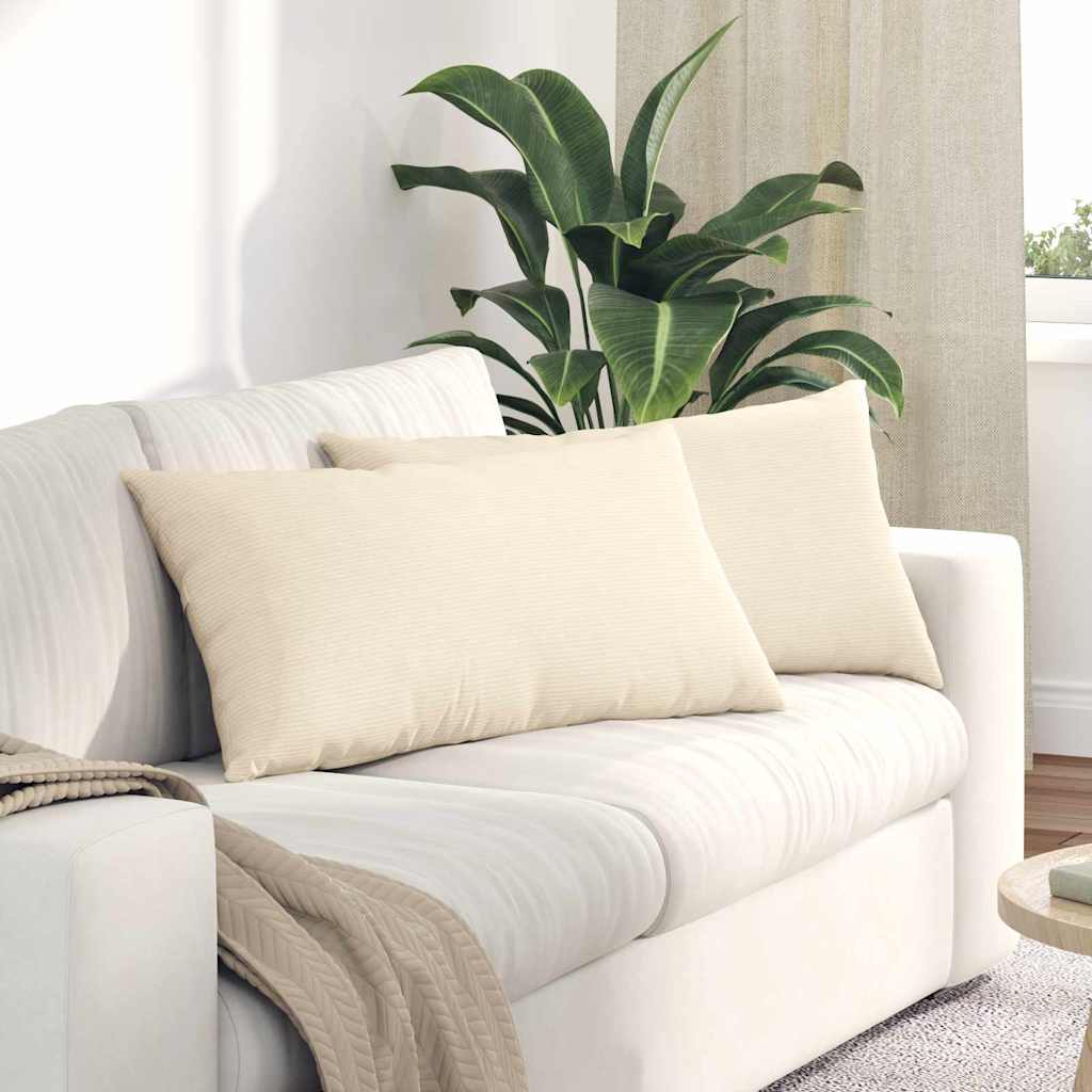Sofakissen 2 Stück Creme 80 x 40 cm Cordstoff