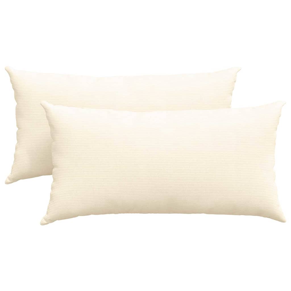 Sofakissen 2 Stück Creme 80 x 40 cm Cordstoff