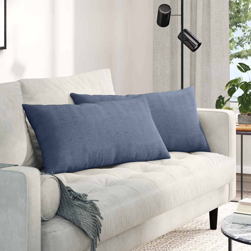Sofakissen 2 Stück Blau 80 x 40 cm Cordstoff