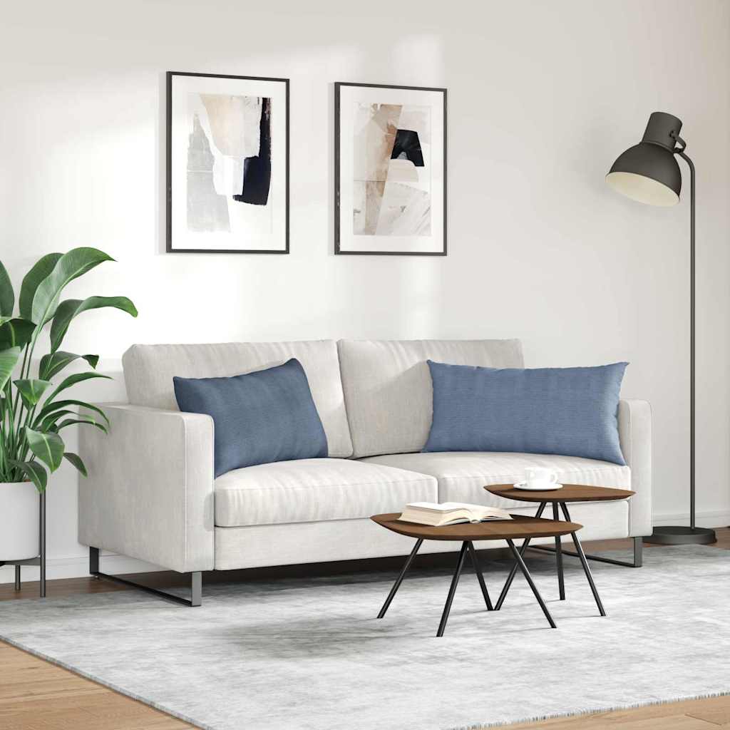 Sofakissen 2 Stück Blau 80 x 40 cm Cordstoff