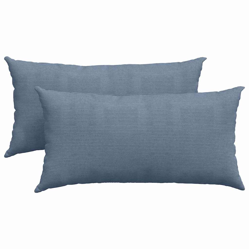 Sofakissen 2 Stück Blau 80 x 40 cm Cordstoff