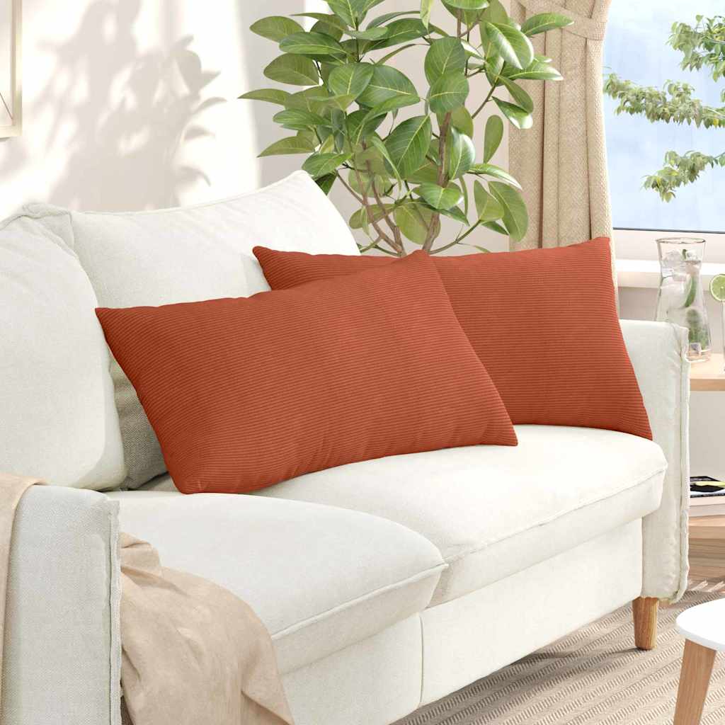 Sofakissen 2 Stück Rot-Orange 80 x 40 cm Cordstoff