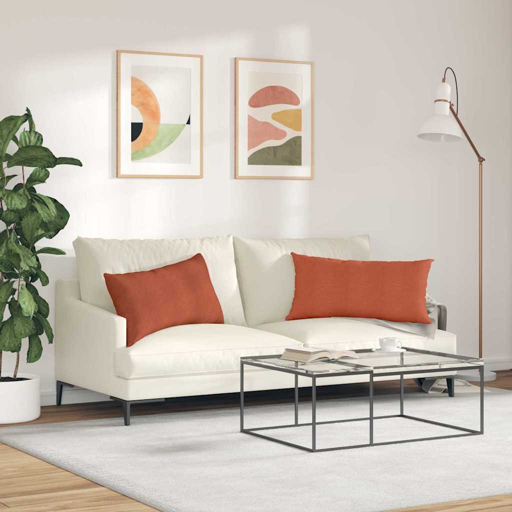 Sofakissen 2 Stück Rot-Orange 80 x 40 cm Cordstoff
