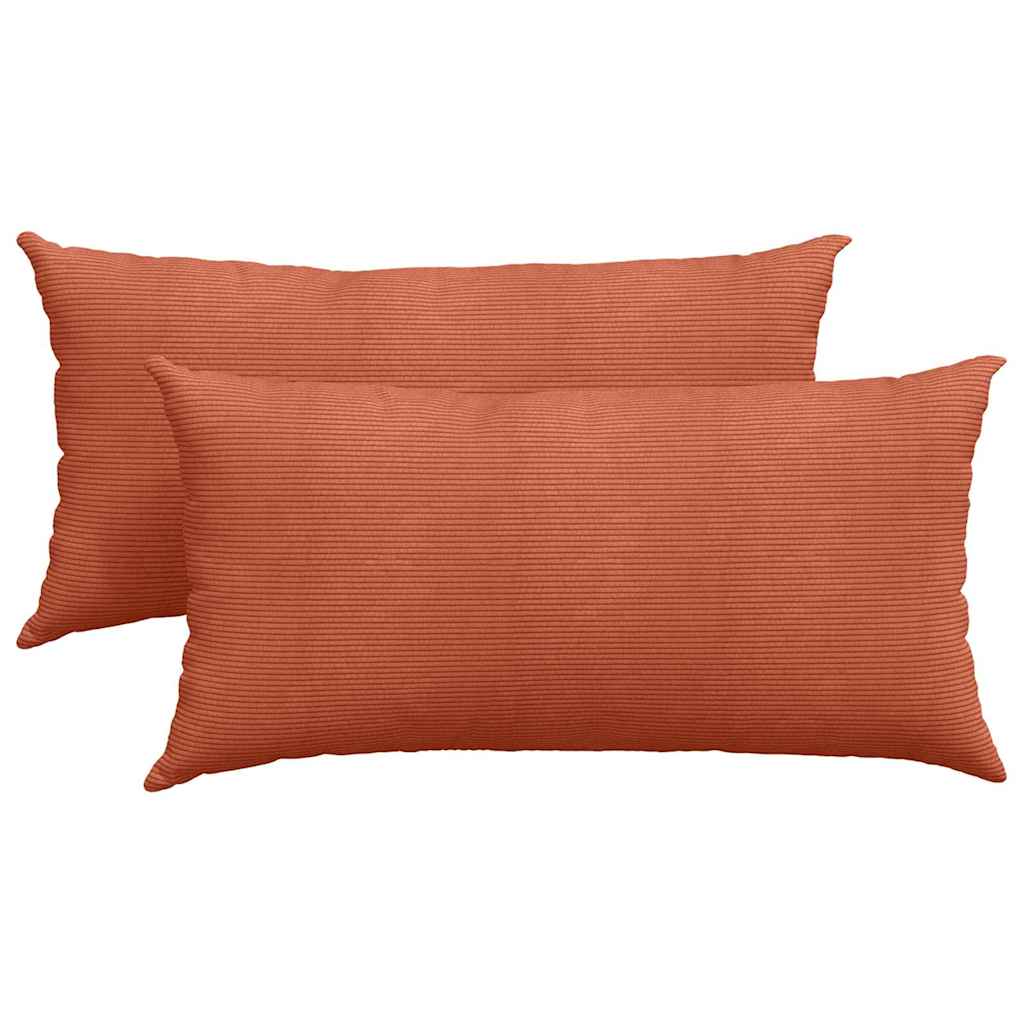 Sofakissen 2 Stück Rot-Orange 80 x 40 cm Cordstoff