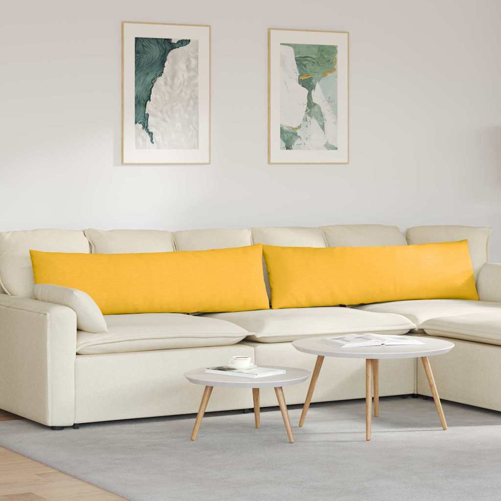Sofakissen 2 Stück Helles Gelb 145 x 40 cm Cordstoff