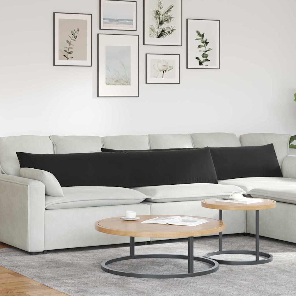 Sofakissen 2 Stück Schwarz 200 x 40 cm Cordstoff