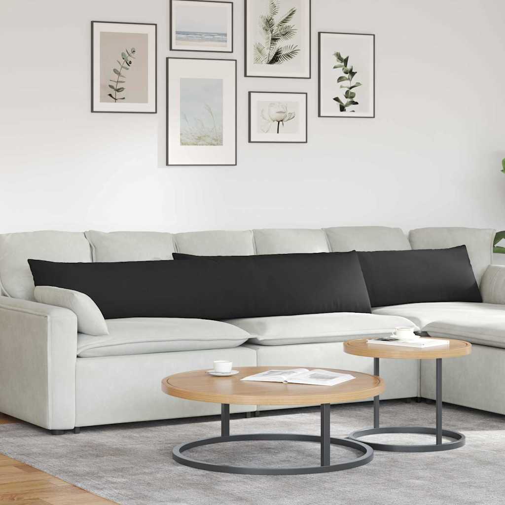 Sofakissen 2 Stück Schwarz 200 x 40 cm Stoff
