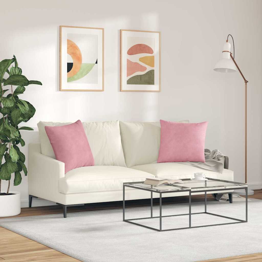 Sofakissen 2 Stück Rosa 50 x 50 cm Cordstoff