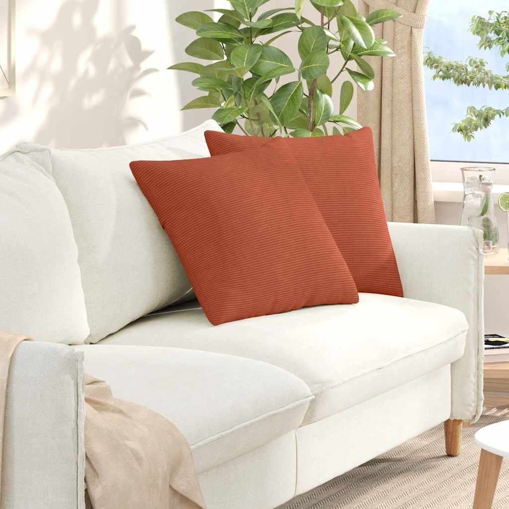 Sofakissen 2 Stück Rot-Orange 50 x 50 cm Cordstoff