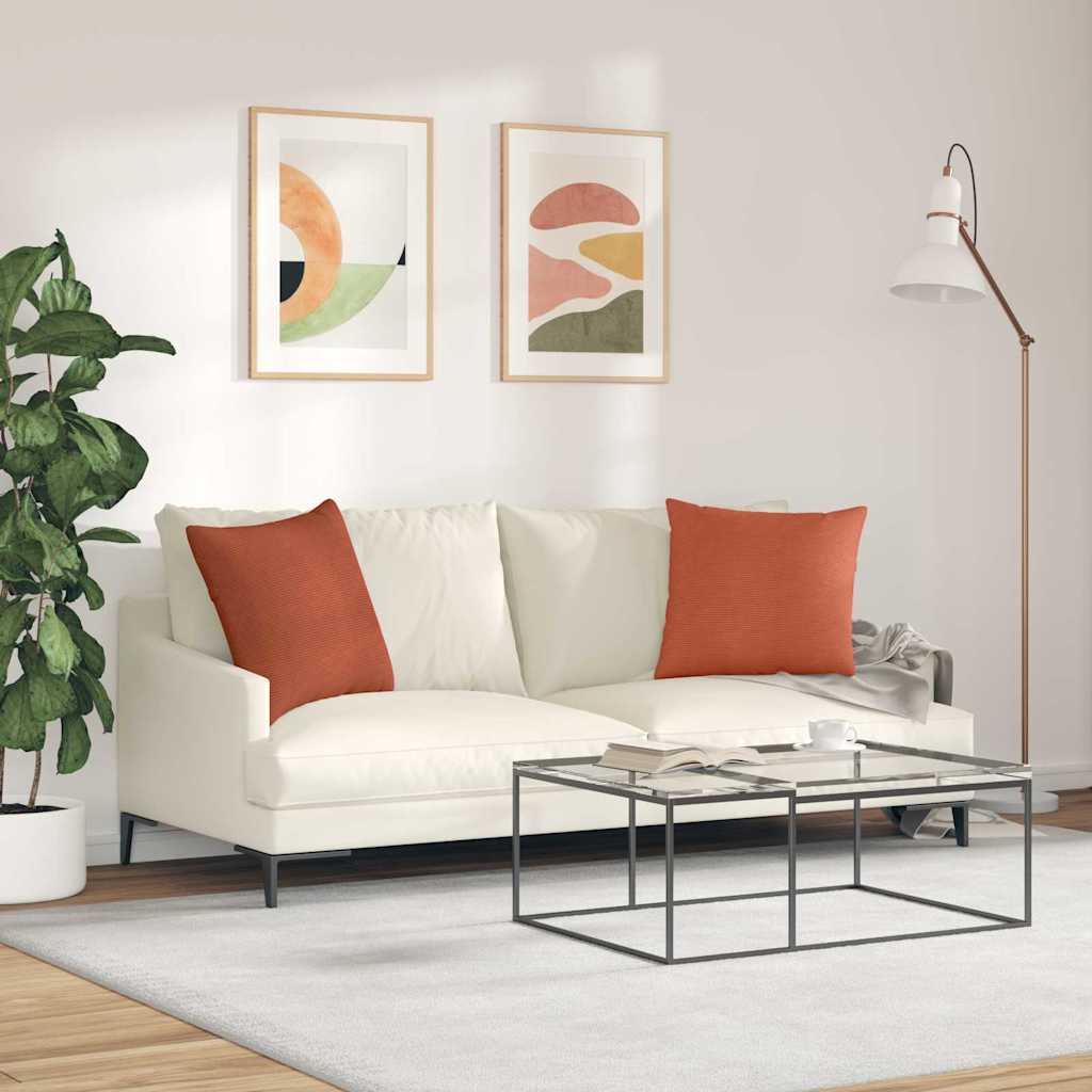 Sofakissen 2 Stück Rot-Orange 50 x 50 cm Cordstoff