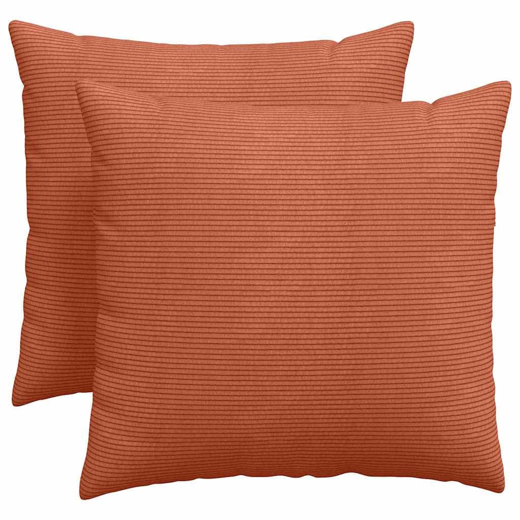 Sofakissen 2 Stück Rot-Orange 50 x 50 cm Cordstoff