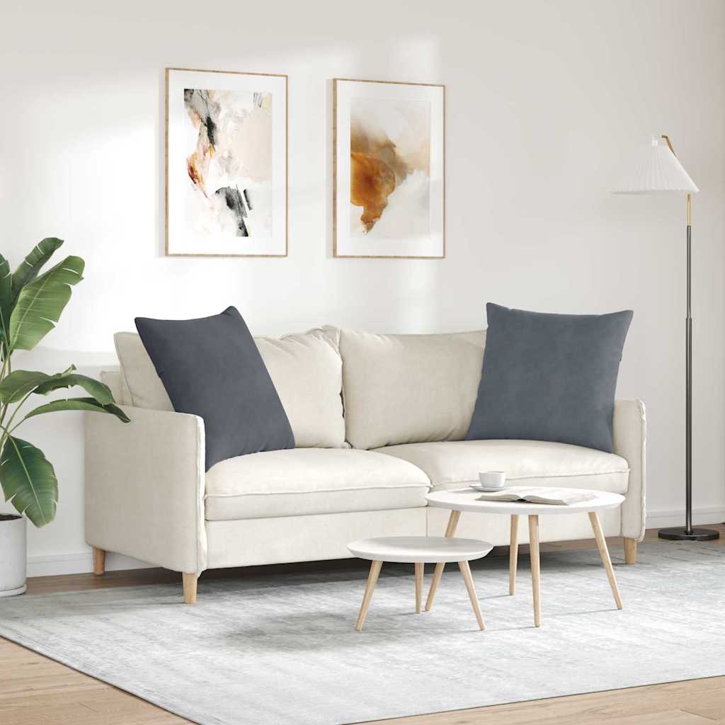 Sofakissen 2 Stück Dunkelgrau 60 x 60 cm Cordstoff