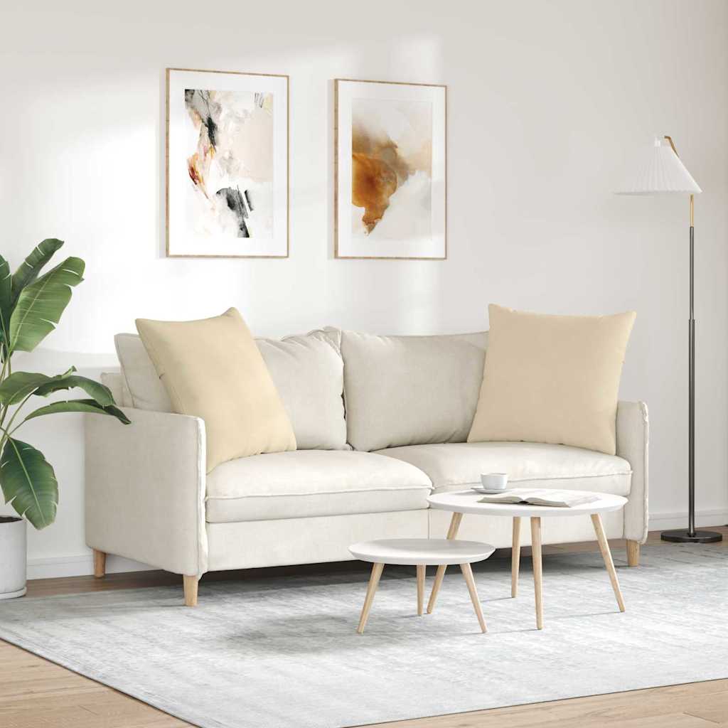 Sofakissen 2 Stück Creme 60 x 60 cm Stoff