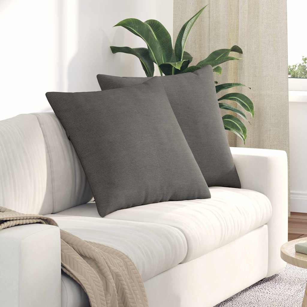 Sofakissen 2 Stück Hellgrau 60 x 60 cm Cordstoff