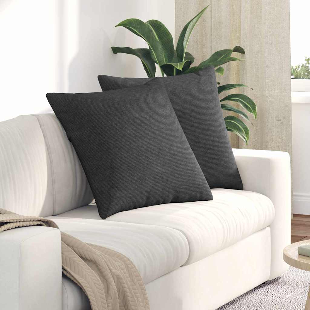 Sofakissen 2 Stück Dunkelgrau 60 x 60 cm Cordstoff