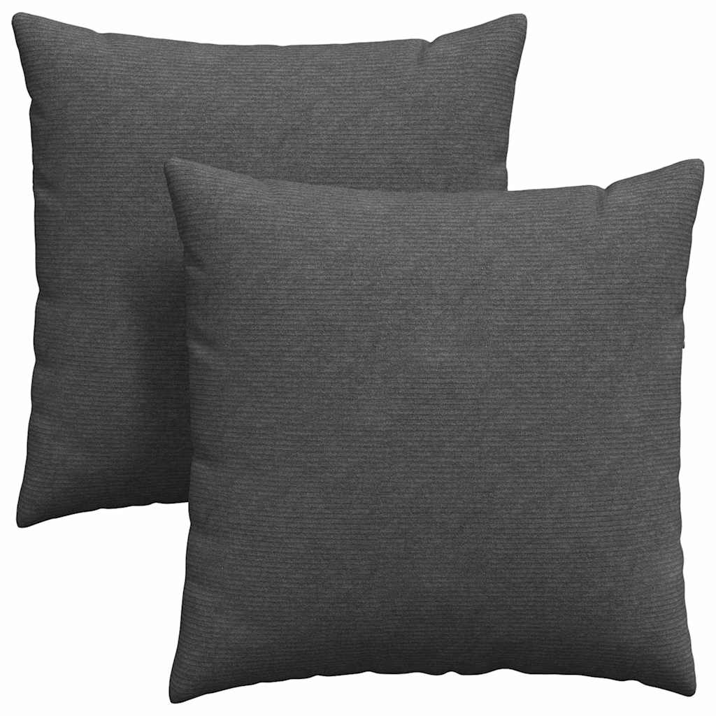 Sofakissen 2 Stück Dunkelgrau 60 x 60 cm Cordstoff