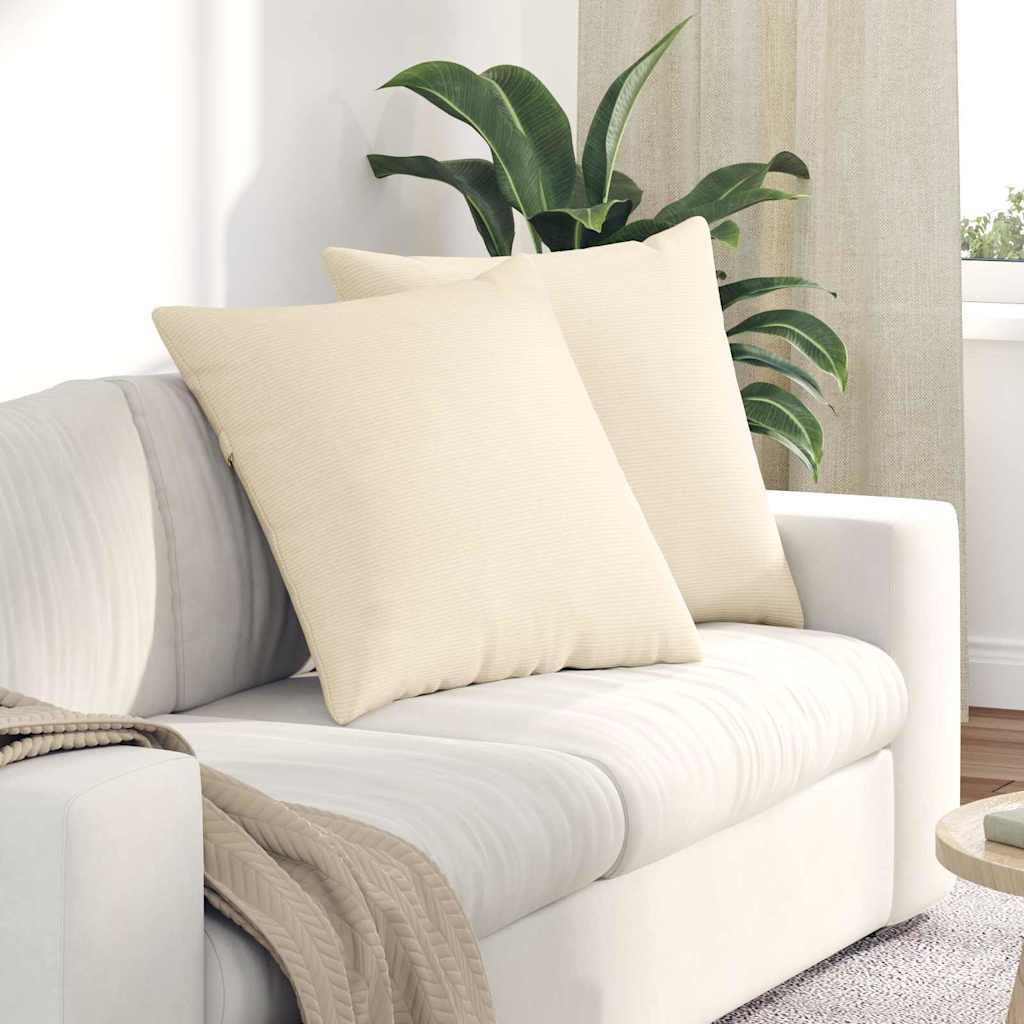 Sofakissen 2 Stück Creme 60 x 60 cm Cordstoff
