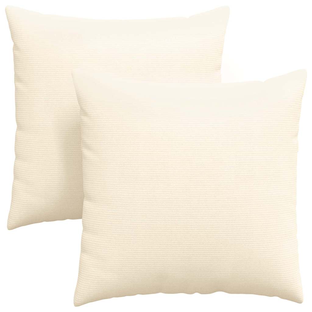 Sofakissen 2 Stück Creme 60 x 60 cm Cordstoff