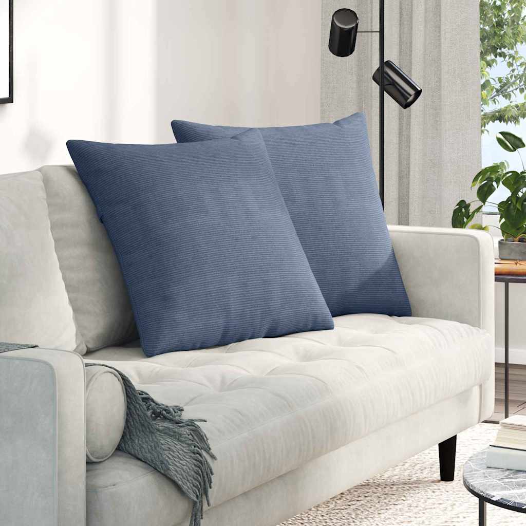 Sofakissen 2 Stück Blau 60 x 60 cm Cordstoff
