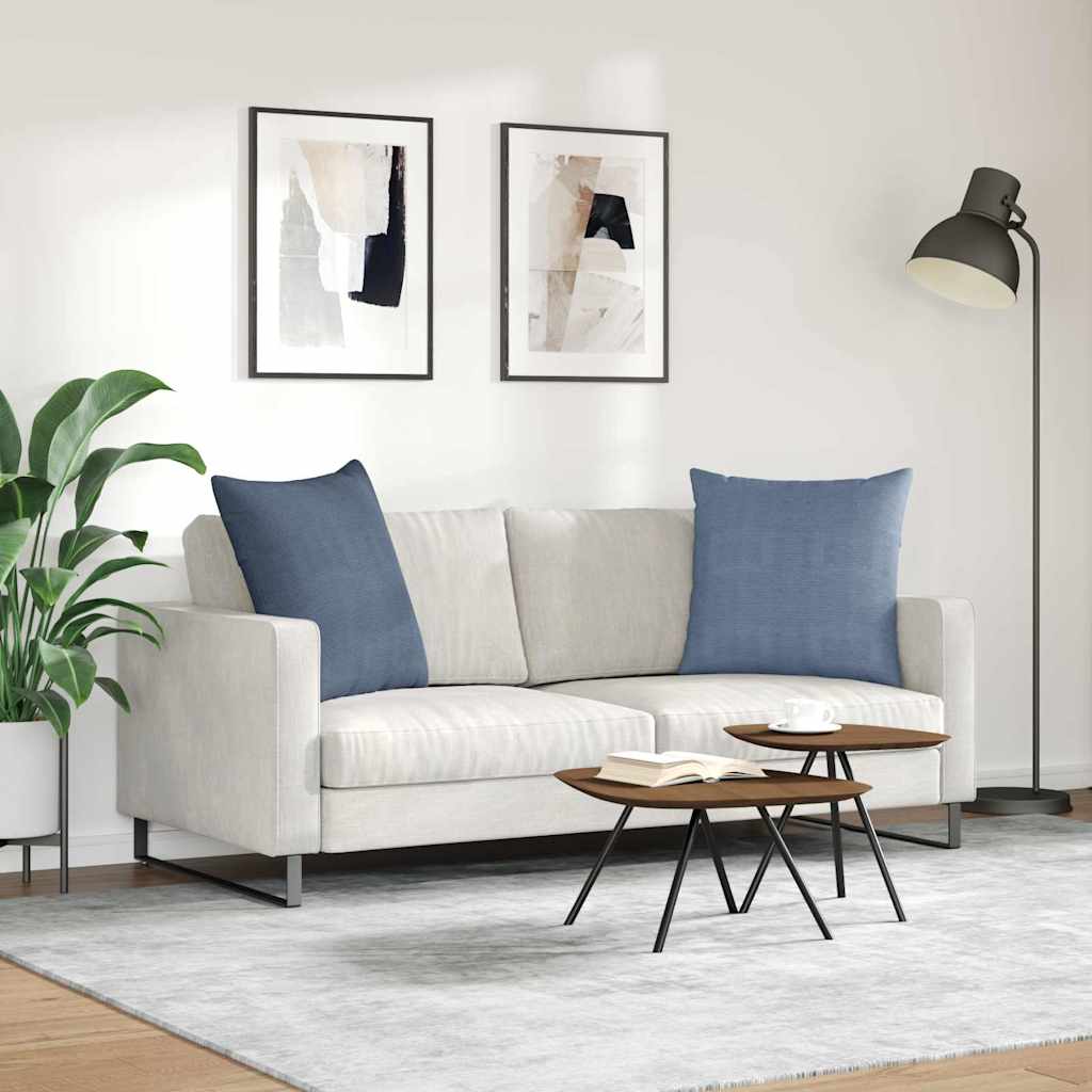 Sofakissen 2 Stück Blau 60 x 60 cm Cordstoff