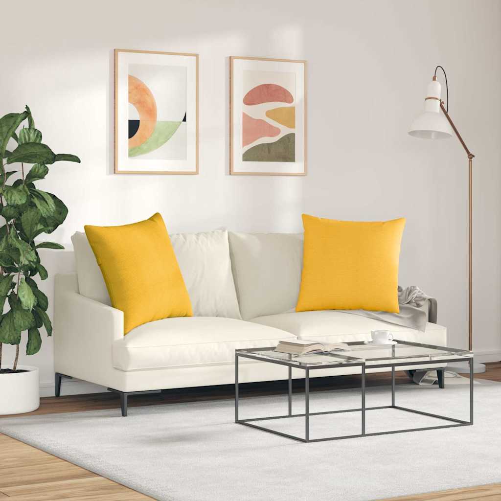 Sofakissen 2 Stück Helles Gelb 60 x 60 cm Cordstoff