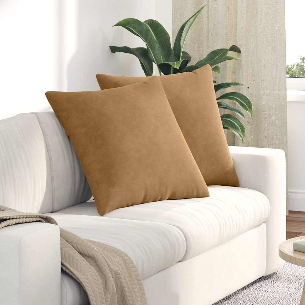 Sofakissen 2 Stück Braun 80 x 80 cm Cordstoff