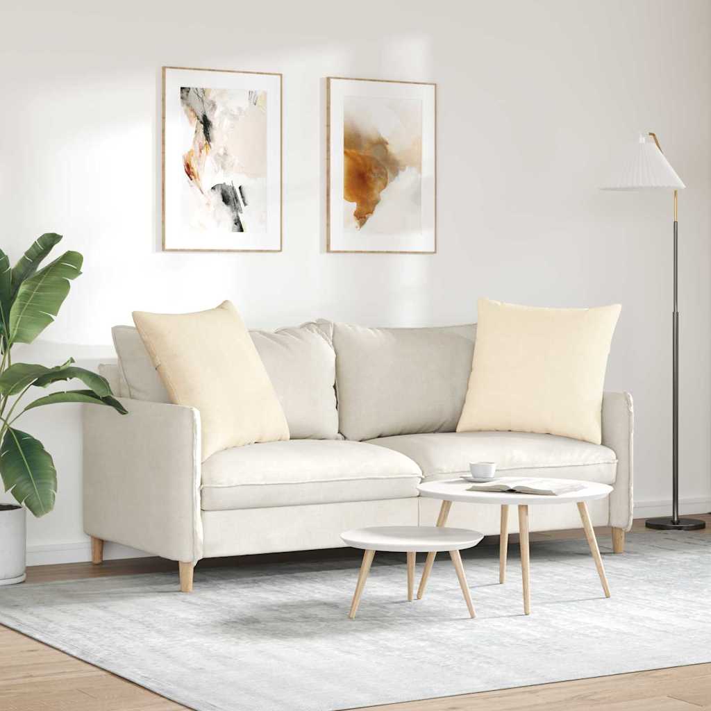 Sofakissen 2 Stück Creme 80 x 80 cm Cordstoff