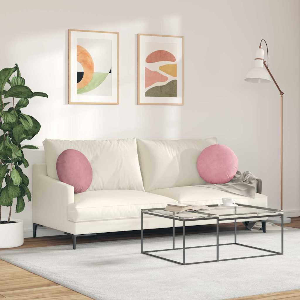 Sitzkissen 2 Stück Rosa Ø 40 x 13 cm Samt