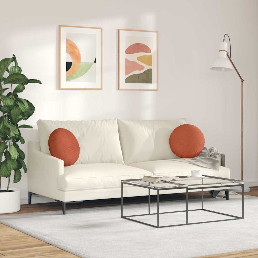 Sitzkissen 2 pcs Rot-Orange Ø 40 cm Cordstoff