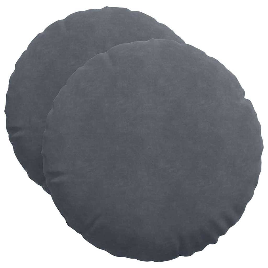 Sitzkissen 2 pcs Dunkelgrau Ø50 x 19 cm Samt