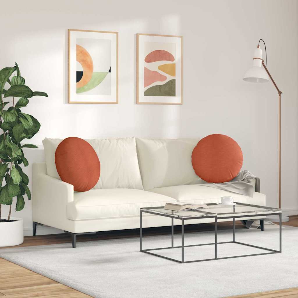 Sitzkissen 2 pcs Rot-Orange Ø50 x 19 cm Cordstoff