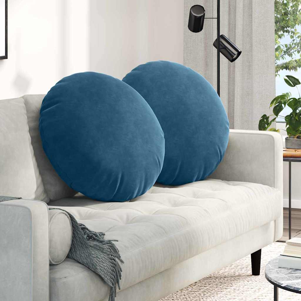Sitzkissen 2 pcs Blau Ø60 x 21 cm Samt
