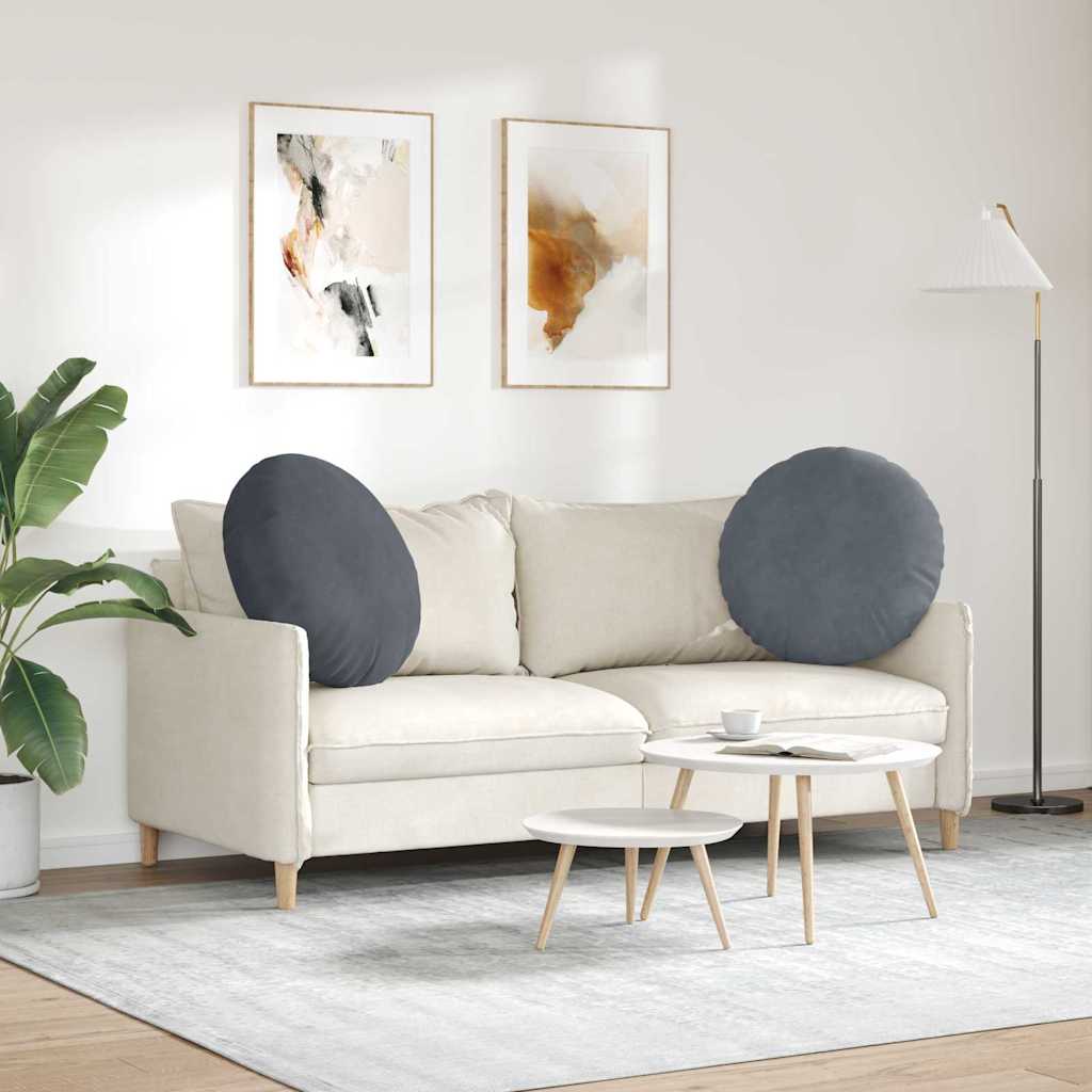 Sitzkissen 2 pcs Dunkelgrau Ø60 x 21 cm Samt