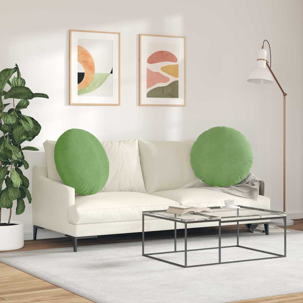 Sitzkissen 2 pcs Hellgrün Ø60 x 21 cm Samt