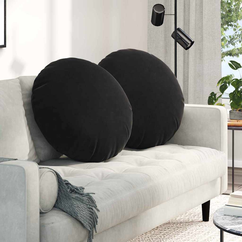 Sitzkissen 2 pcs Schwarz Ø60 x 21 cm Samt