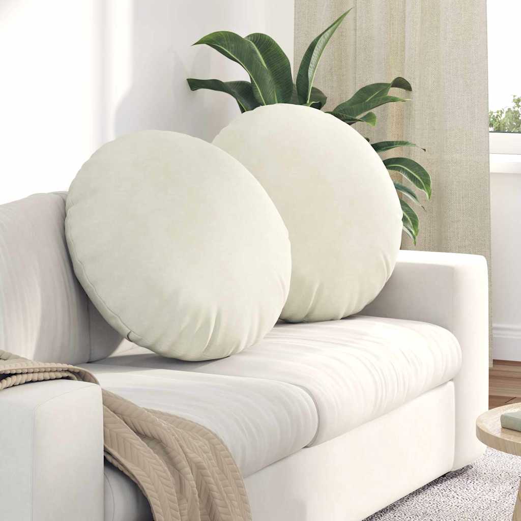 Sitzkissen 2 pcs Creme Ø60 x 21 cm Samt
