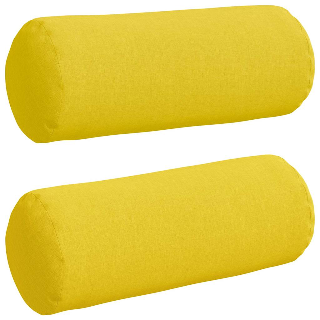 Bolsterkissen 2 Stück Helles Gelb Ø 15 x 40 cm Stoff