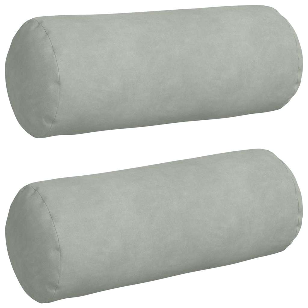 Bolsterkissen 2 Stück Hellgrau Ø 15 x 40 cm Cordstoff