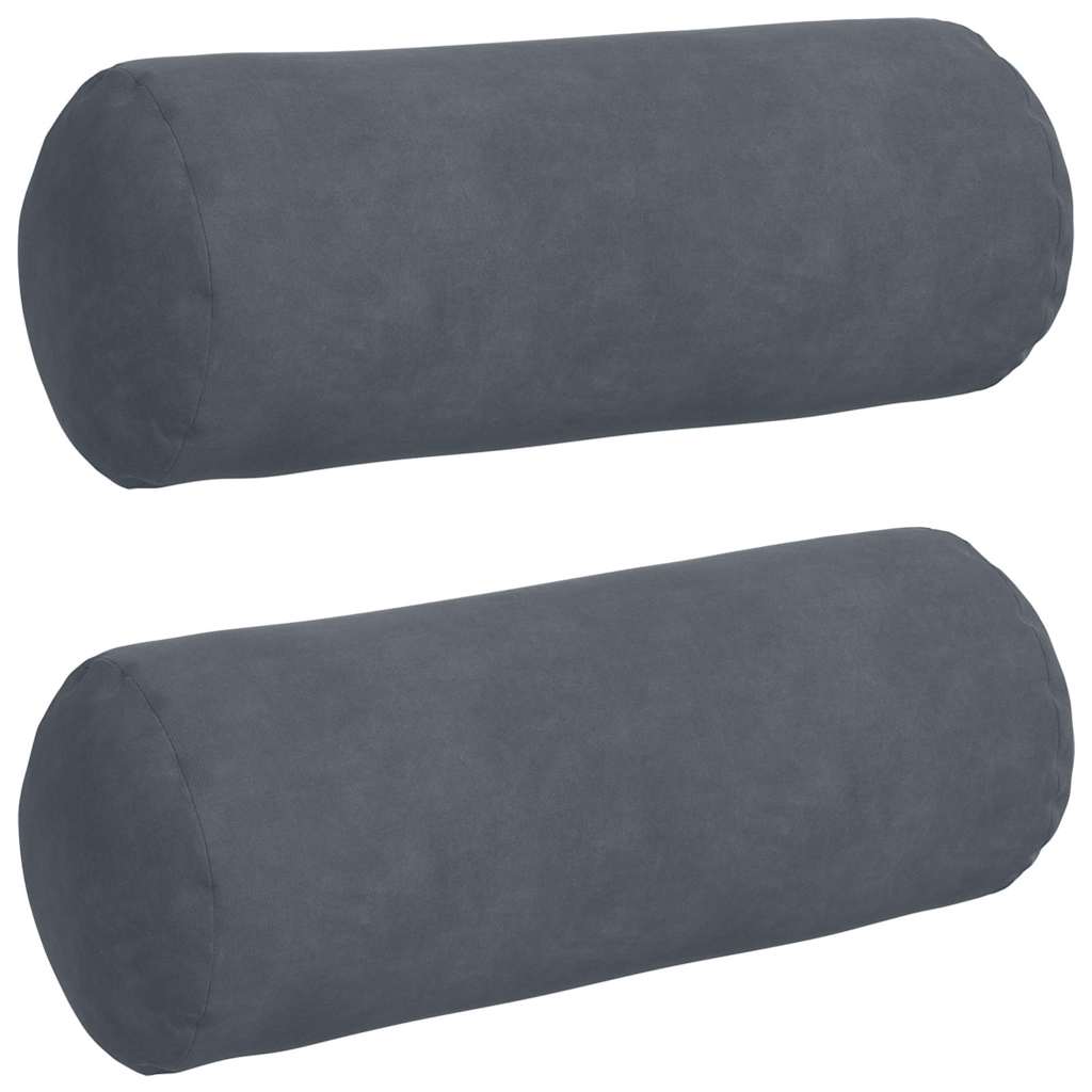 Bolsterkissen 2 Stück Dunkelgrau Ø 15 x 40 cm Cordstoff
