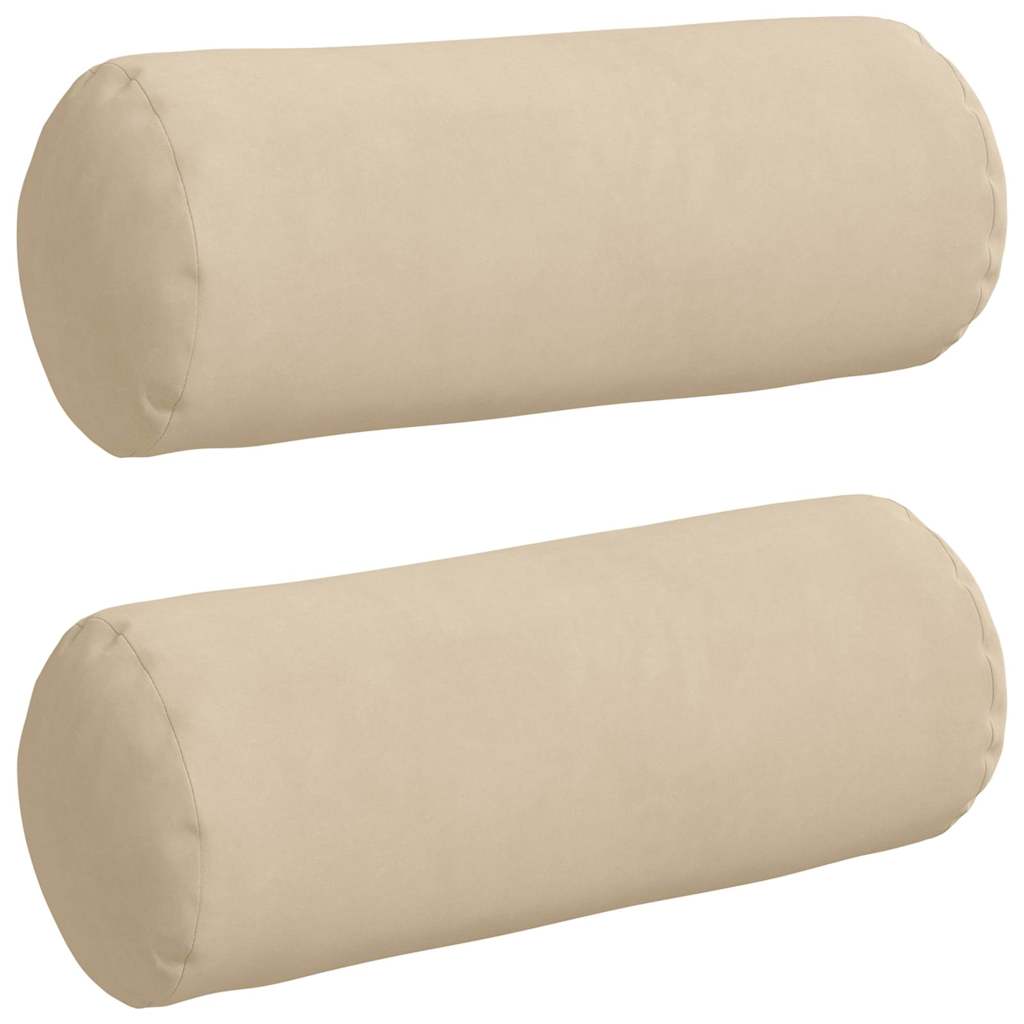 Bolsterkissen 2 Stück Creme Ø 15 x 40 cm Mikrofaserstoff