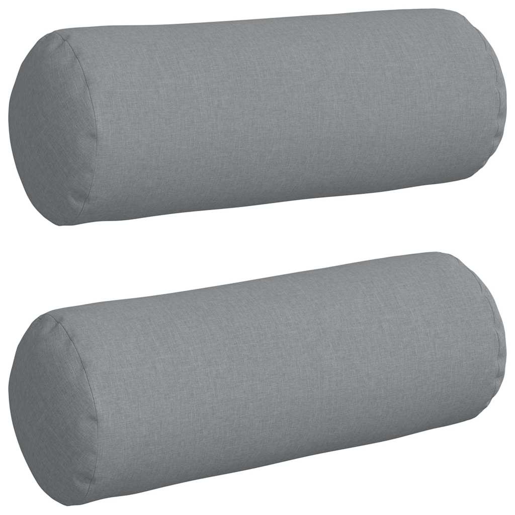 Bolsterkissen 2 Stück Hellgrau Ø 25 x 70 cm Stoff