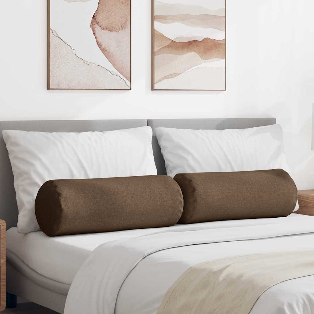 Bolsterkissen 2 Stück Braun Ø 25 x 70 cm Stoff